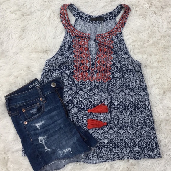 THML Tops - THML Halter Top 💗 Navy & Orange